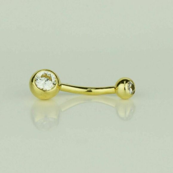 Solid 14k Yellow or White Gold Belly Button Ball Body Jewelry Piercing - Picture 3 of 4